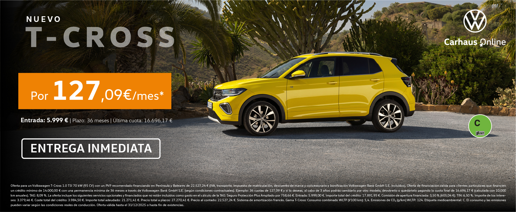 ¡Promoción exclusiva! T-Cross por 127€/mes*